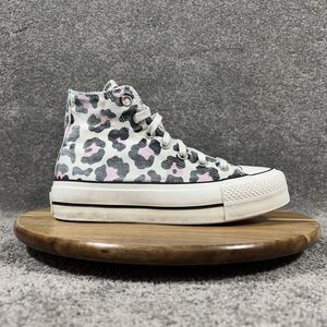 Converse Chuck Taylor All Star Lift Hi Womens Sz 6 Pink Leopard Print Shoes Used